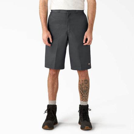 Loose Fit Flat Front Work Shorts, 13"