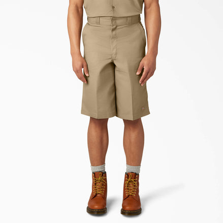 Loose Fit Flat Front Work Shorts, 13"