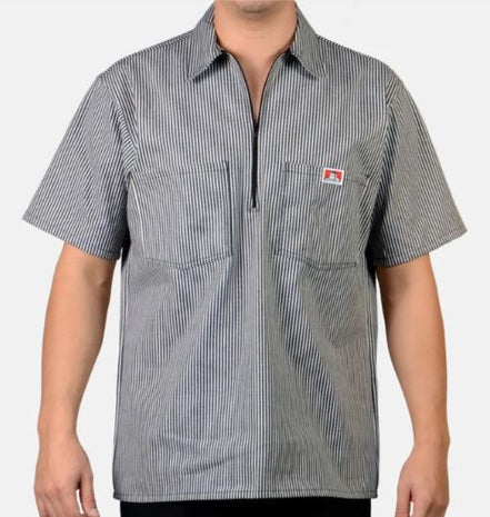 Short Sleeve Striped 1/2 Zip Shirts