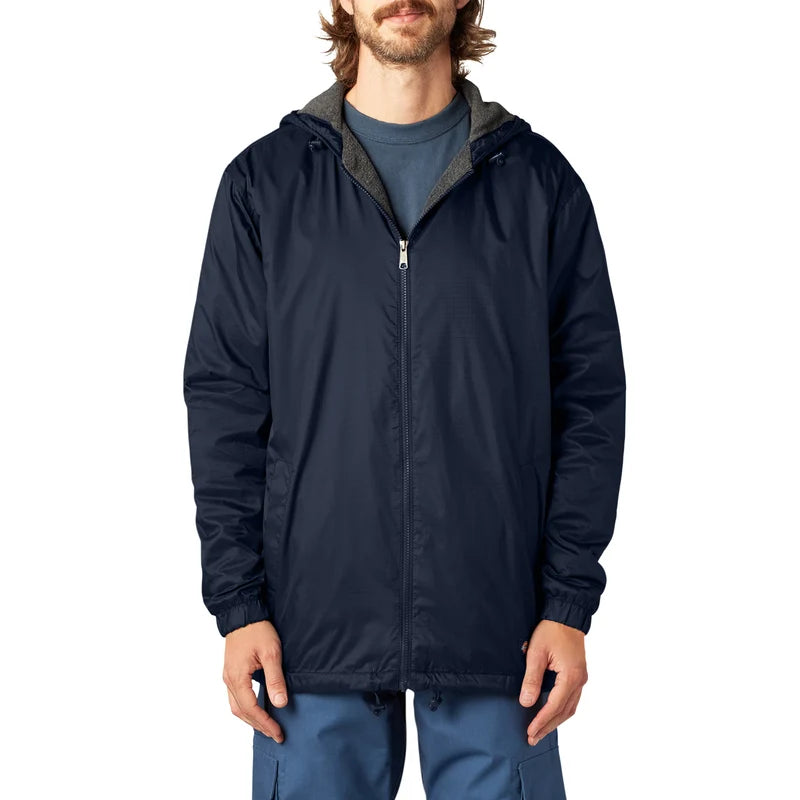 Fleece Lined Nylon Hooded Jacket