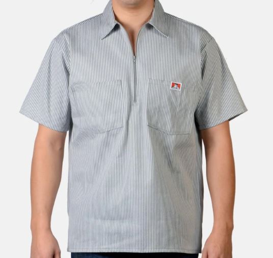 Short Sleeve Striped 1/2 Zip Shirts