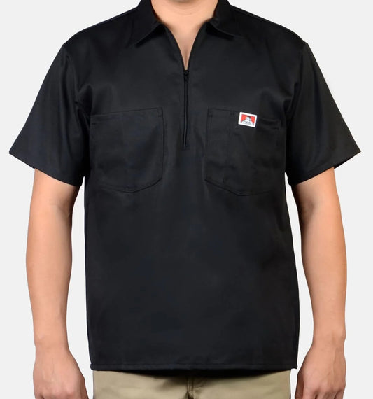 Short Sleeve Solid 1/2 Zip Shirt