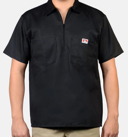 Short Sleeve Solid 1/2 Zip Shirt