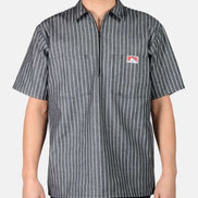 Short Sleeve Striped 1/2 Zip Shirts